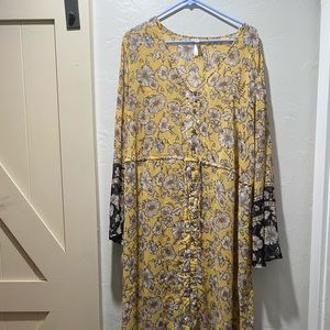 Xhiliration sheer dress button down long sleeve